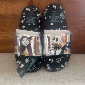 Nightmare Before Christmas Metallic Slides Size 8 Womens NWT